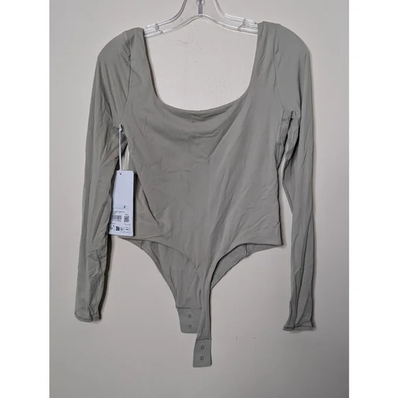 Lululemon Bodysuit Women's M Taupe Square-Neck Long Sleeve Bodysuit New With Tag - Picture 4 of 9